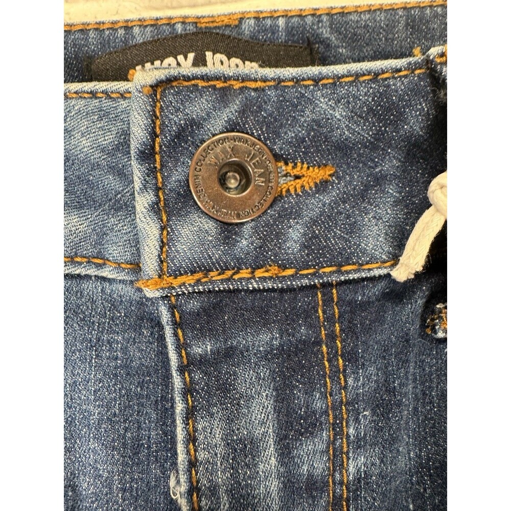 Wax Jean High Rise Denim Skinny Jeans Dark Blue Wash Ripped Distressed Sz 1/25 - Picture 8 of 16